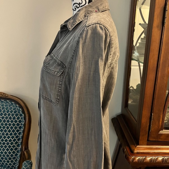 Chico’s gray wash chambray button up - Picture 2 of 6